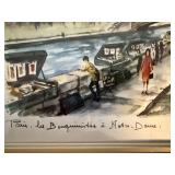 Signed Framed Paris Notre Dame Watercolor Painting 14x10 Street Scene