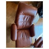 Vintage Ekornes Stressless Brown Leather Swivel Recliner Lounge Chair Bentwood Base No Ottoman