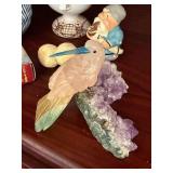 Studio Pottery & Curio Lot Denmark Face Mug Vase Bird Amethyst