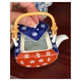 Lufthansa Porcelain Decanter & Asian Teapots Dish Decor Lot