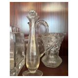Mixed Lot 5 Clear Glass Vases Decanter Square Planters Cut Glass