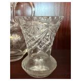 Mixed Lot 5 Clear Glass Vases Decanter Square Planters Cut Glass