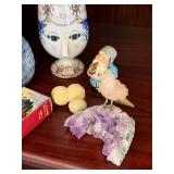 Studio Pottery & Curio Lot Denmark Face Mug Vase Bird Amethyst