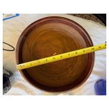 Large Hand Carved Wooden Decorative Bowl Geometric Motif 12in