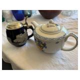 Vista Alegre Viana Teapot & Relief Lidded Beer Stein Lot 2