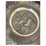 Decorative Estate Lot Vase Glass Platter Pewter Plate Marked Vase