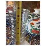 Decorative Estate Lot Vase Glass Platter Pewter Plate Marked Vase