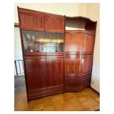 Vintage 2 Pc Rosewood Wall Unit Display Cabinet Hutch and Bar