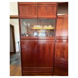 Vintage 2 Pc Rosewood Wall Unit Display Cabinet Hutch and Bar
