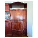 Vintage 2 Pc Rosewood Wall Unit Display Cabinet Hutch and Bar