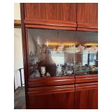 Vintage 2 Pc Rosewood Wall Unit Display Cabinet Hutch and Bar