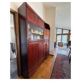 Vintage 2 Pc Rosewood Wall Unit Display Cabinet Hutch and Bar