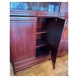 Vintage 2 Pc Rosewood Wall Unit Display Cabinet Hutch and Bar