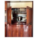 Vintage 2 Pc Rosewood Wall Unit Display Cabinet Hutch and Bar