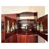 Vintage 2 Pc Rosewood Wall Unit Display Cabinet Hutch and Bar