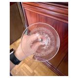 Vintage Etched Clear Glass Wine Goblets Stemware Set of 4