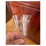 Vintage Etched Clear Glass Wine Goblets Stemware Set of 4