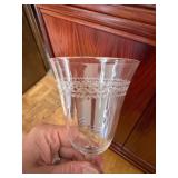 Vintage Etched Clear Glass Wine Goblets Stemware Set of 4