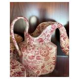 Antique Red Transferware Tea Set Lot Teapot Plates Cups Sugar