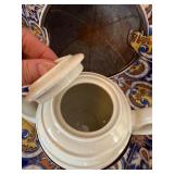 Vintage Art Deco Thermal Ball Teapot Coffee Pot and Sugar Dish WMF Hutchenreuther Silver Plated and Ceramic German Art Deco Hammered Metal Coffee Tea Set 3 Pc Insulated