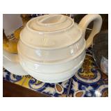 Vintage Art Deco Thermal Ball Teapot Coffee Pot and Sugar Dish WMF Hutchenreuther Silver Plated and Ceramic German Art Deco Hammered Metal Coffee Tea Set 3 Pc Insulated
