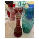 Mixed Art Glass Vase Lot Swirl Optic Colored Decorative 10 Pc
