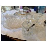 Mixed Vintage Pressed Glass Serving Bowls Dishes Candle Holders Lot