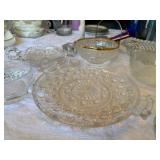 Mixed Vintage Pressed Glass Serving Bowls Dishes Candle Holders Lot
