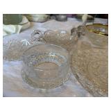 Mixed Vintage Pressed Glass Serving Bowls Dishes Candle Holders Lot
