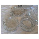 Mixed Vintage Pressed Glass Serving Bowls Dishes Candle Holders Lot