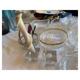 Mixed Vintage Pressed Glass Serving Bowls Dishes Candle Holders Lot