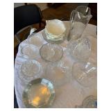 Mixed Vintage Clear Glass Serveware Lot Pitcher Bowls Basket 14+ Pcs