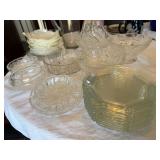 Mixed Vintage Clear Glass Serveware Lot Pitcher Bowls Basket 14+ Pcs