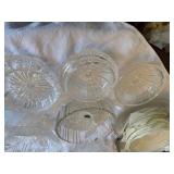 Mixed Vintage Clear Glass Serveware Lot Pitcher Bowls Basket 14+ Pcs