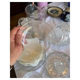 Mixed Vintage Clear Glass Serveware Lot Pitcher Bowls Basket 14+ Pcs