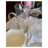 Mixed Vintage Clear Glass Serveware Lot Pitcher Bowls Basket 14+ Pcs