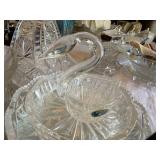 Mixed Vintage Clear Glass Serveware Lot Pitcher Bowls Basket 14+ Pcs