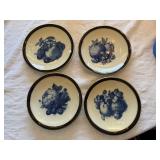 Johann Haviland Bavaria Fruit Bowls Cobalt Gold Rim Set of 5 (4 shown)
