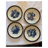 Johann Haviland Bavaria Fruit Bowls Cobalt Gold Rim Set of 5 (4 shown)