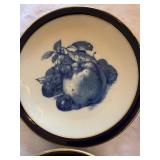 Johann Haviland Bavaria Fruit Bowls Cobalt Gold Rim Set of 5 (4 shown)