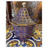 Austrian Porcelain Covered Jar Vienna Mark Cobalt Gold Decor Chip