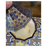 Austrian Porcelain Covered Jar Vienna Mark Cobalt Gold Decor Chip