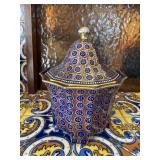 Austrian Porcelain Covered Jar Vienna Mark Cobalt Gold Decor Chip