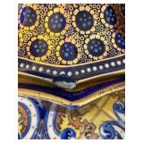 Austrian Porcelain Covered Jar Vienna Mark Cobalt Gold Decor Chip