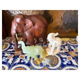 4 Pc Elephant Figurine Lot Carved Wood Stone Resin Mixed Sizes