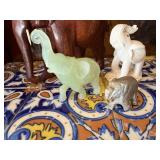 4 Pc Elephant Figurine Lot Carved Wood Stone Resin Mixed Sizes