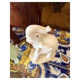 4 Pc Elephant Figurine Lot Carved Wood Stone Resin Mixed Sizes