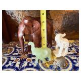 4 Pc Elephant Figurine Lot Carved Wood Stone Resin Mixed Sizes