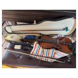 Vintage Student Violin w/ Case Bow Rosin Accessories For Repair