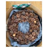 Natural Pinecone Wreath w/ Christmas String Lights Decor Lot 18in